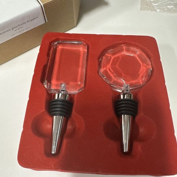 Pottery Barn‎ Bohemian Glass Bottle Stopper Set Of Two - Picture 1 of 2